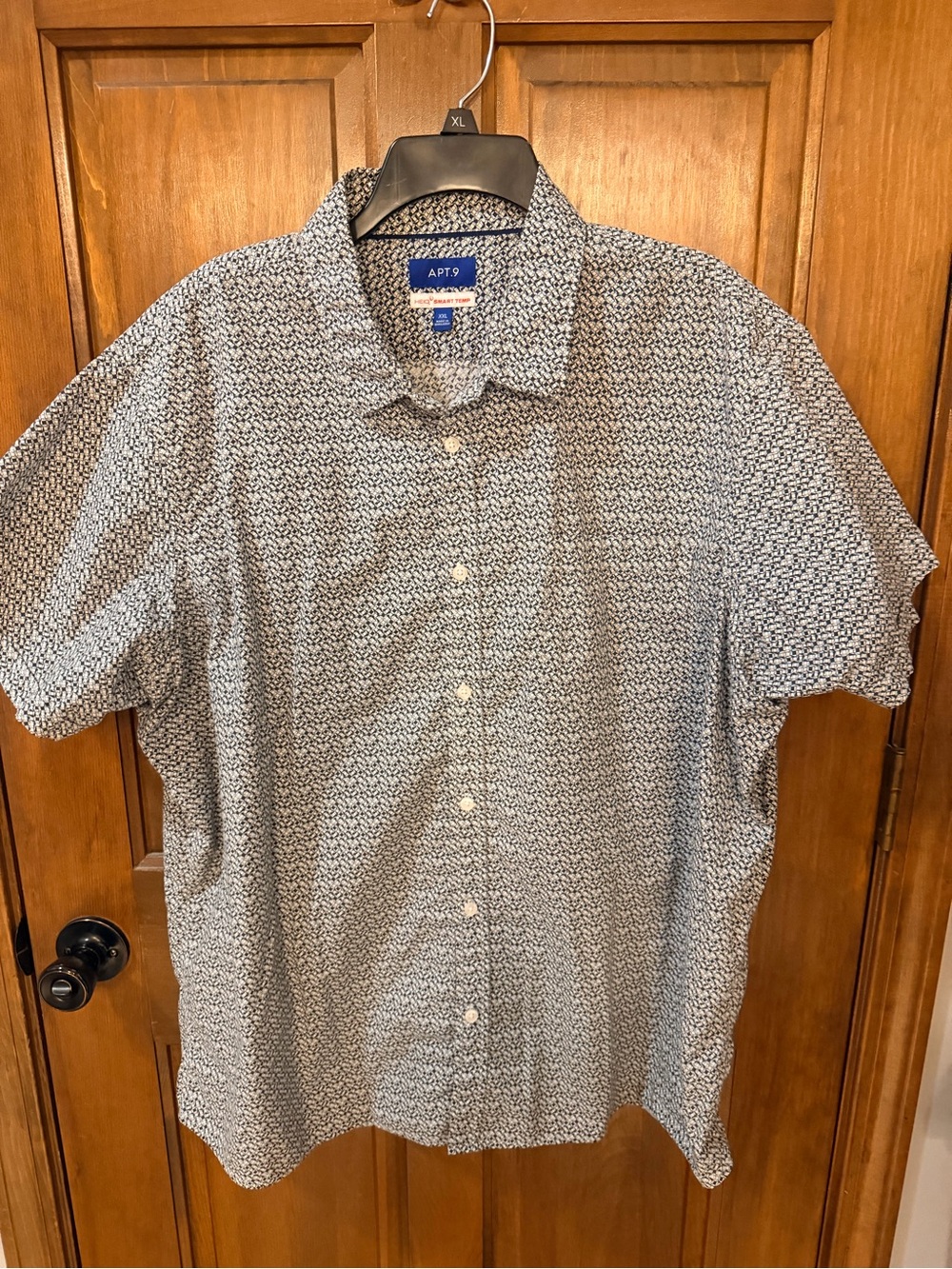 Apt. 9 Short-Sleeve Button-Down Shirt - Navy and White Micro Print